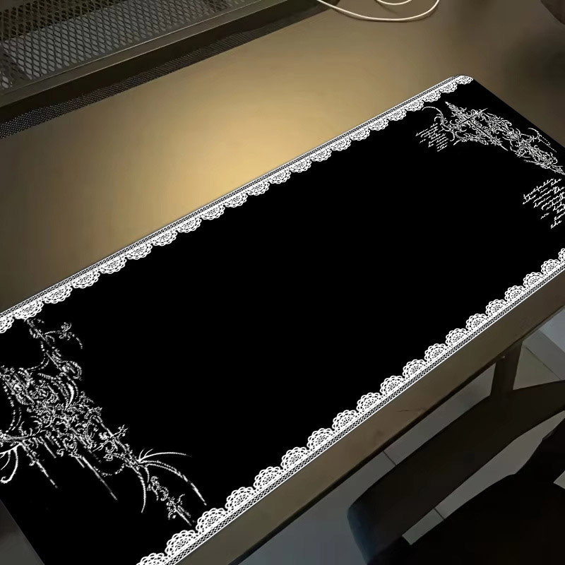 Desk Setup Dark - Mauspad im Dunklen Stil mit Spitzenrand,