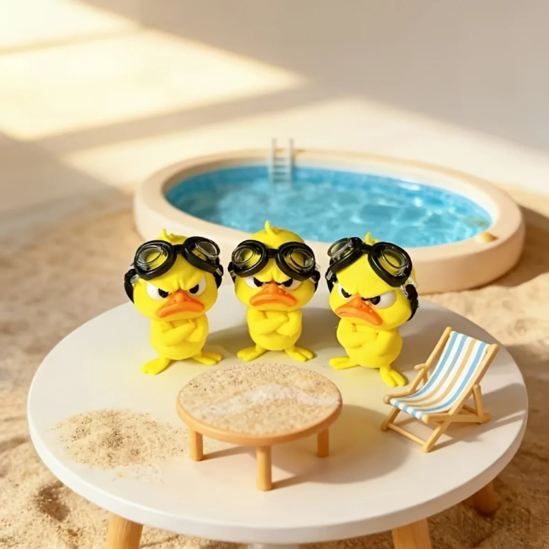 Desk Setup At Home - 1 Stück Wütende Enten-Figur mit Schwimmbrille,