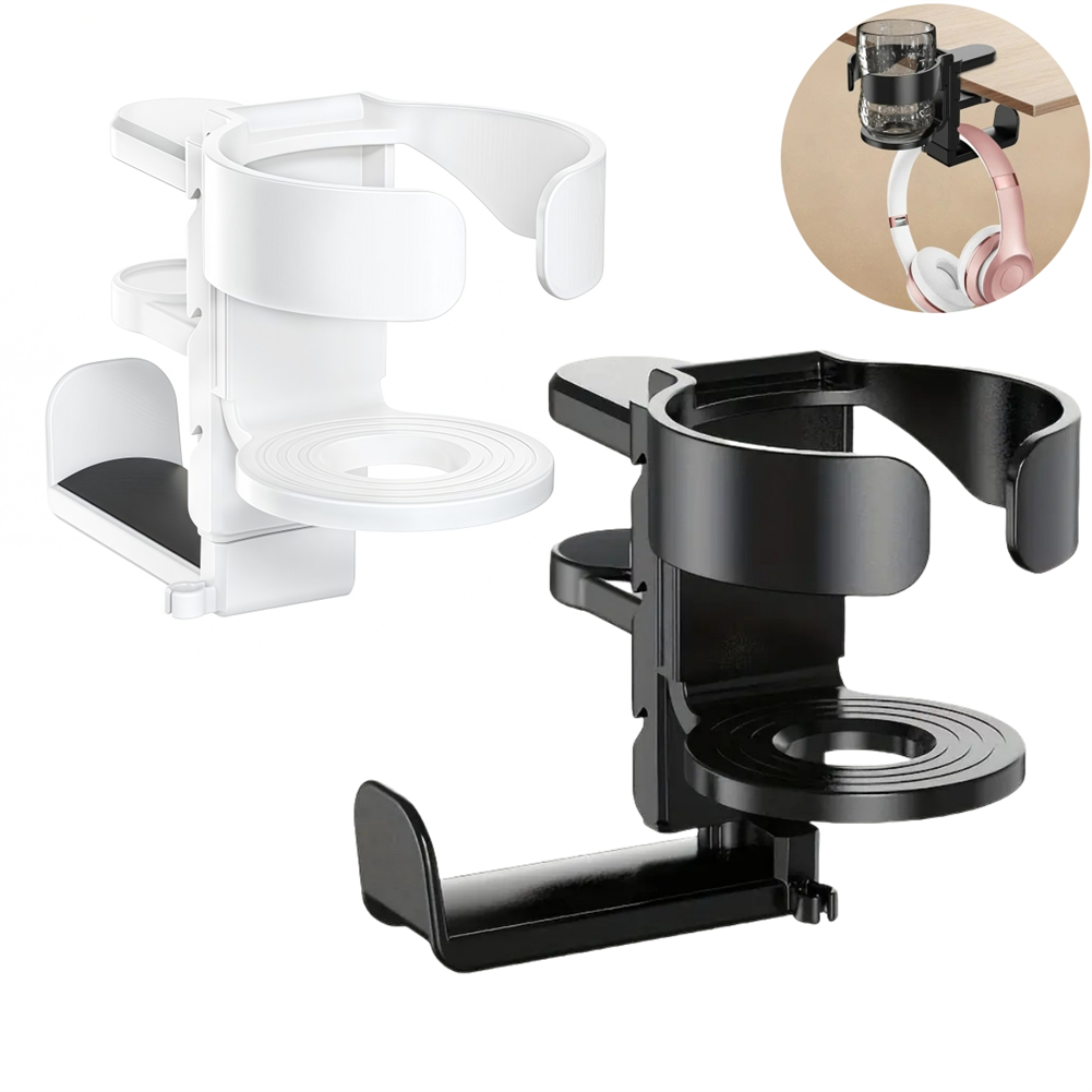 Desk Setup Headphones - Verstellbare Untertisch-Klammer für Kopfhörer und Getränke
