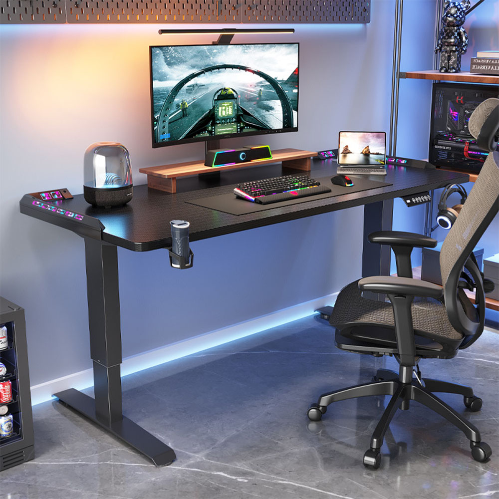 Desk Setup Pc - Höhenverstellbarer Schreibtisch, elektrisch, Sitz-Steh-Funktion, Computertisch, motorisiert,