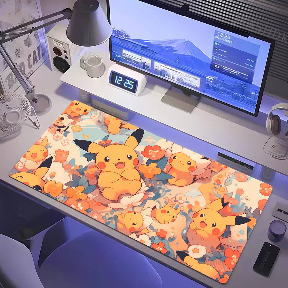 Desk Setup Laptop And Pc - Pokemon Mauspad, große Gaming-Schreibtischunterlage, Gummi-Tastatur-Mauspad, 2