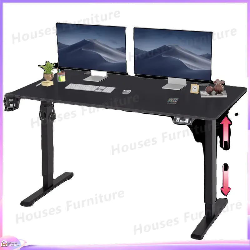 Desk Setup Laptop And Pc - Großer Gaming-Computertisch mit RGB-LED-Beleuchtung, Höhenverstellbar, Ergonomisches