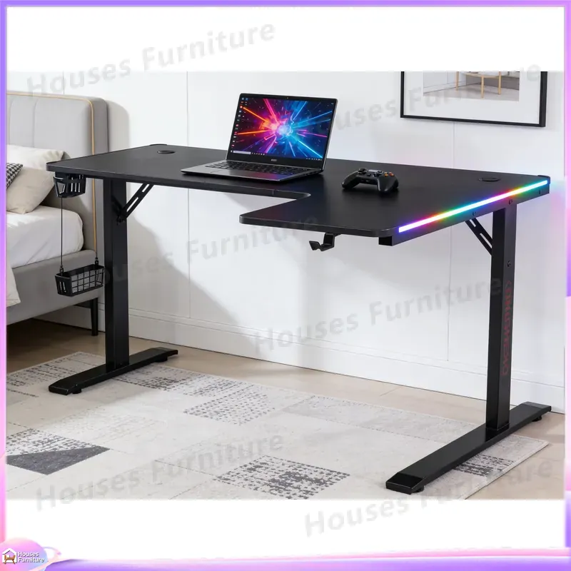 Desk Setup Pc - Großer 160cm Gaming-Schreibtisch mit LED-Beleuchtung Ergonomischer
