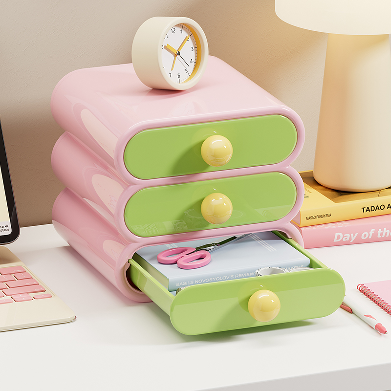 Desk Setup Organization - Uforu Dopamine Schreibtisch-Organizer, 3-stufige Schubladen-Aufbewahrungsboxen, multifunktionales