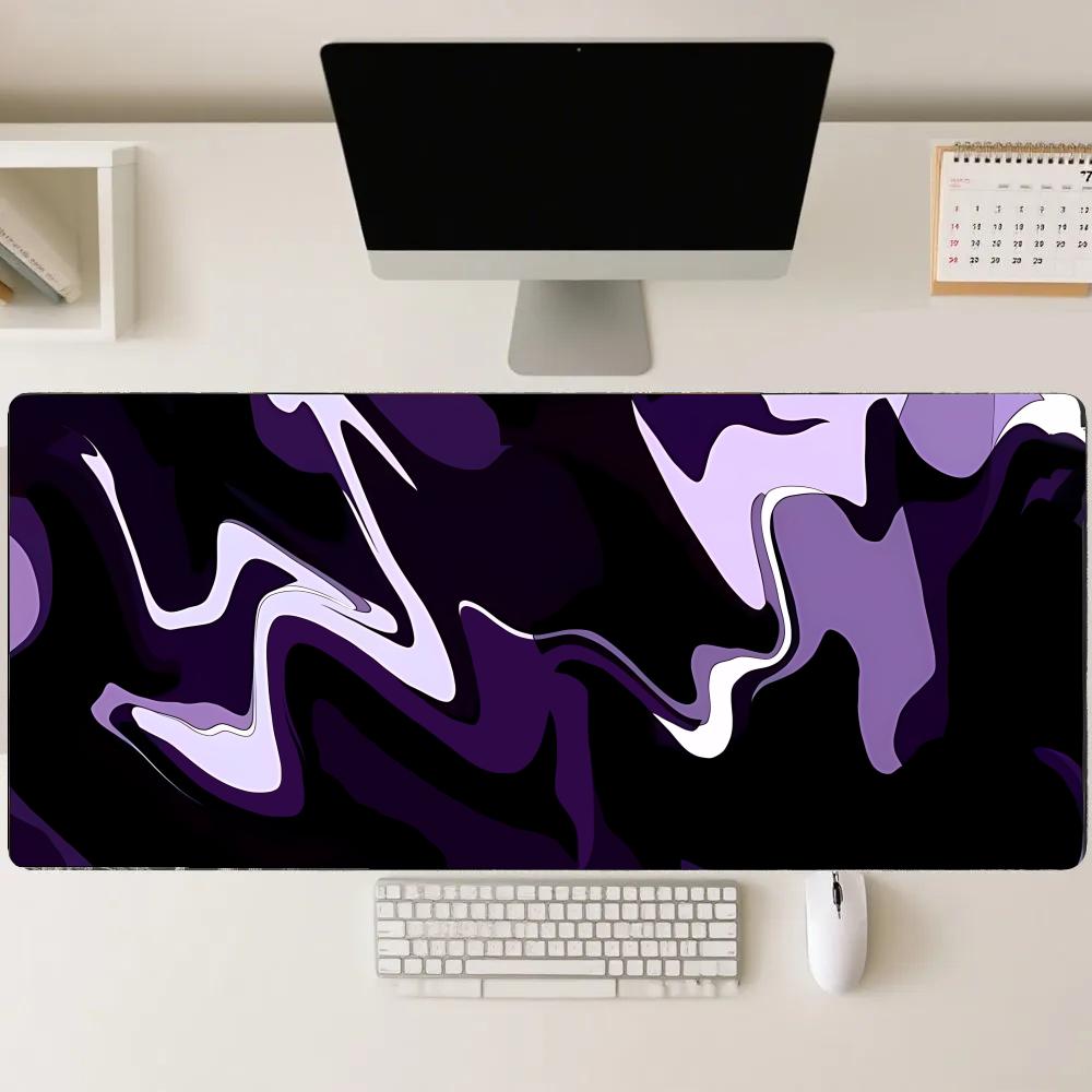 Desk Setup Gadgets - Playmat Lila-Schwarzes Fluid-Mauspad Großer Teppich Gamer-Bürozubehör
