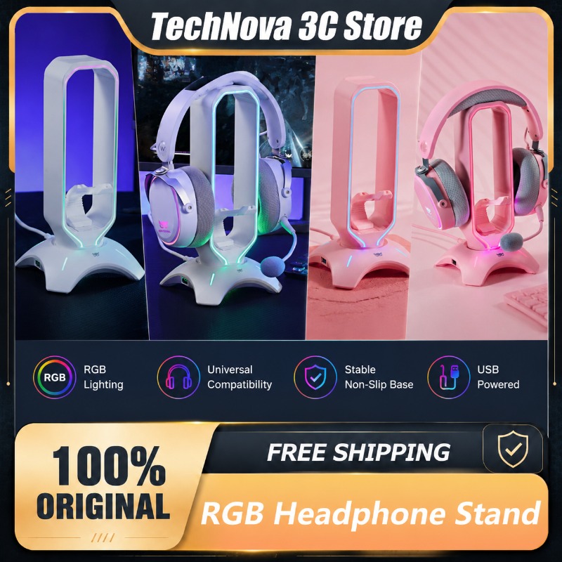 Desk Setup Headphones - Waizowl RGB Kopfhörerständer Gaming-Headset-Halter mit USB-Hub