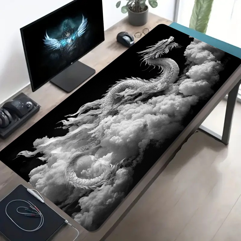 Schwarz-Weißes Drachen-Gaming- – Desk Setup Laptop And Pc Bewertung und Preis
