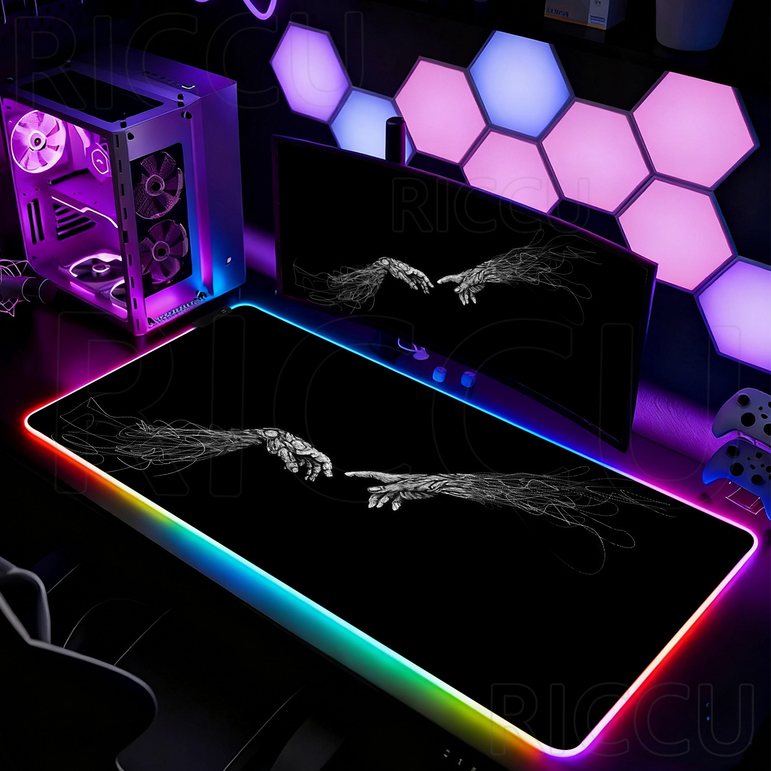 RGB XXL HD Großes Schwarz-Weiß – Desk Setup Laptop And Pc Bewertung und Preis
