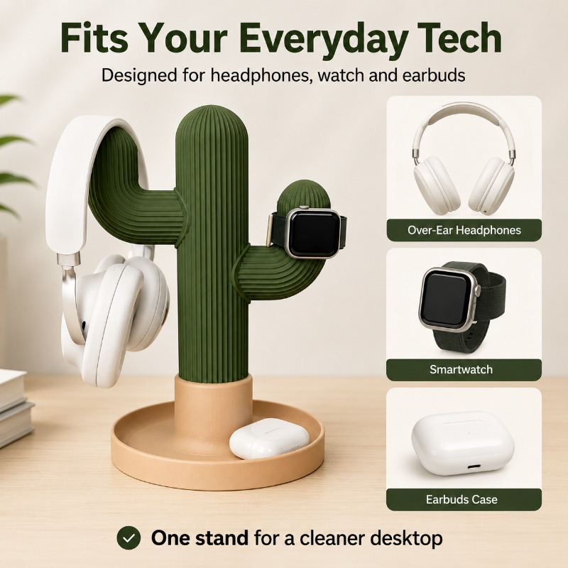 Minimalistischer Kaktus-Kopfhö – Desk Setup Organization Bewertung und Preis