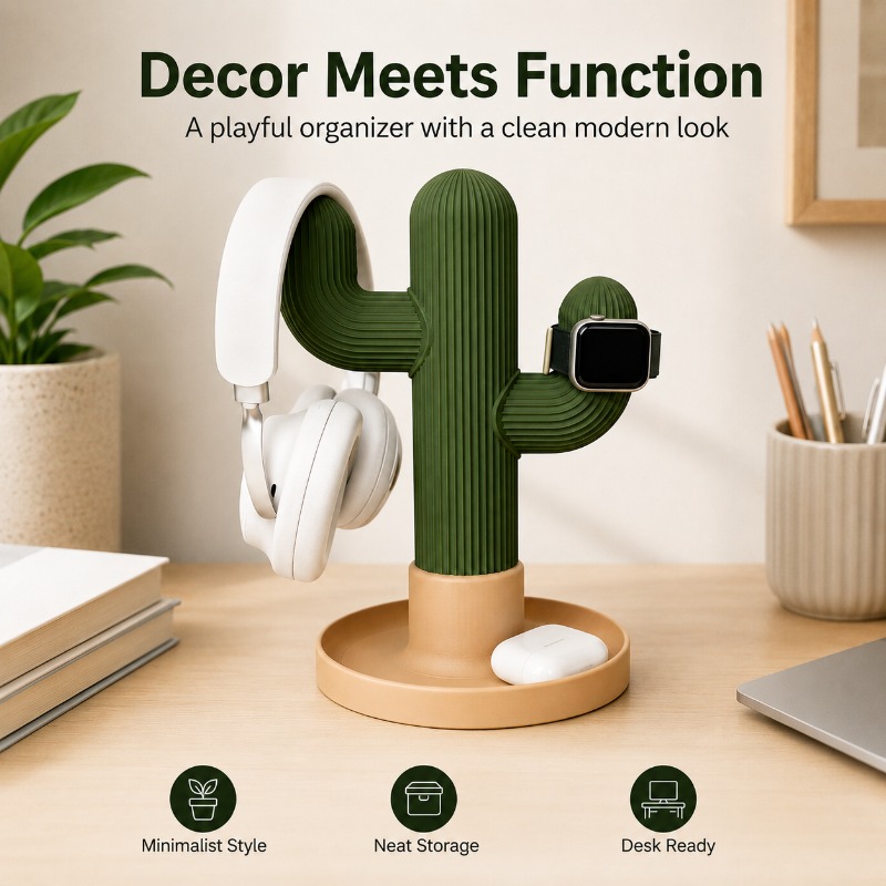 Minimalistischer Kaktus-Kopfhö – Desk Setup Organization Bewertung und Preis